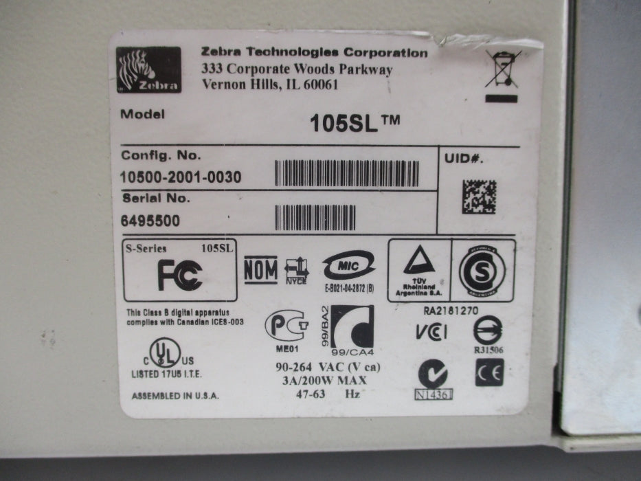 ZEBRA 105SL 10500-2001-0030 NSNP