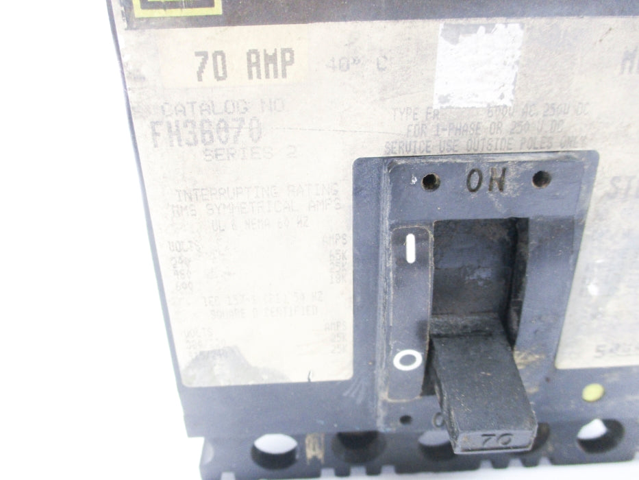 SQUARE D FH36070 SER. 2 70A 600V UNMP