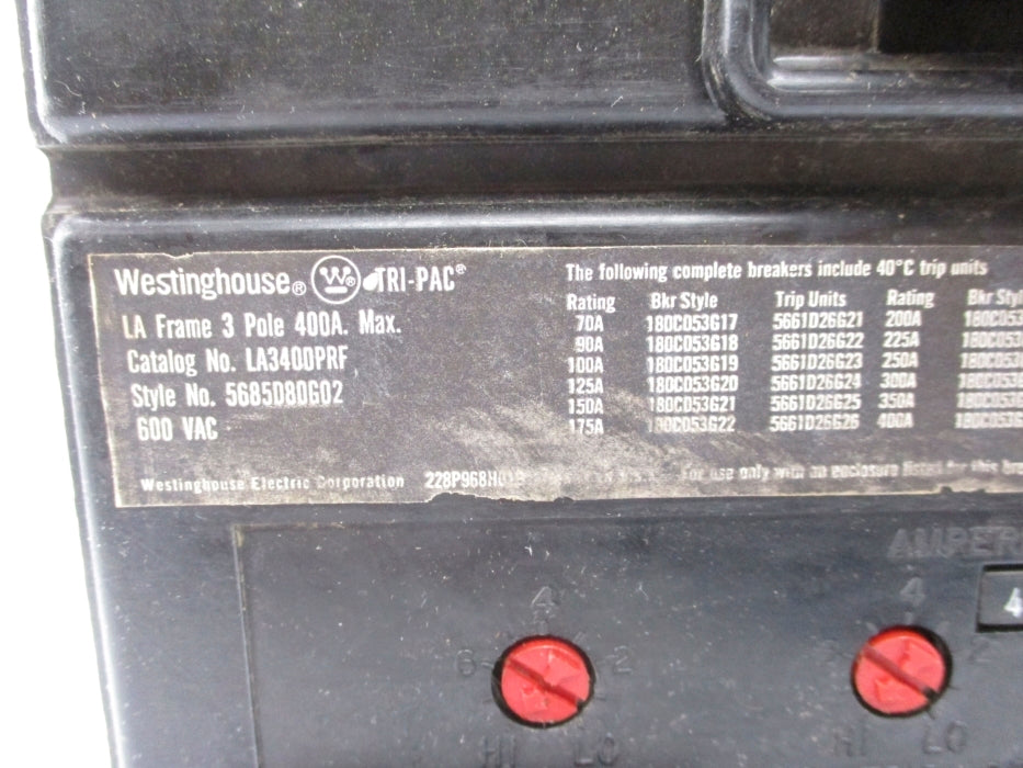 WESTINGHOUSE 2606D56G19 LA3400PRF 400A UNMP