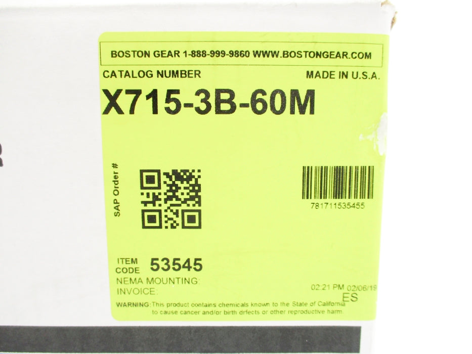 BOSTON GEAR X715-3B-60M 53545 NSMP