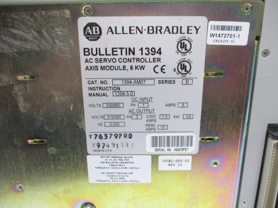 ALLEN BRADLEY 1394-AM07 SER. B UNMP