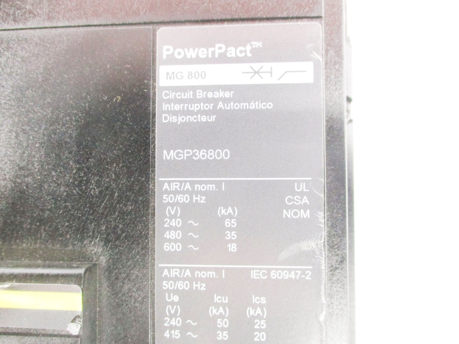 SQUARE D MGP36800 800A 600V UNMP