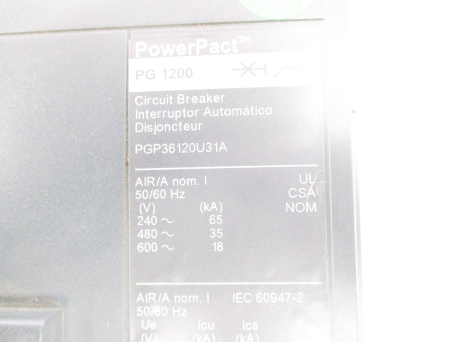 SQUARE D PGP36120U31A 1200A 600V UNMP