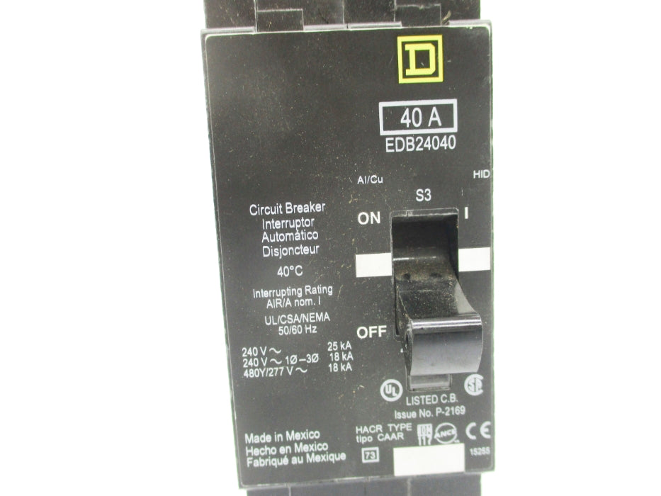 SQUARE D EDB24040 40A 240V UNMP