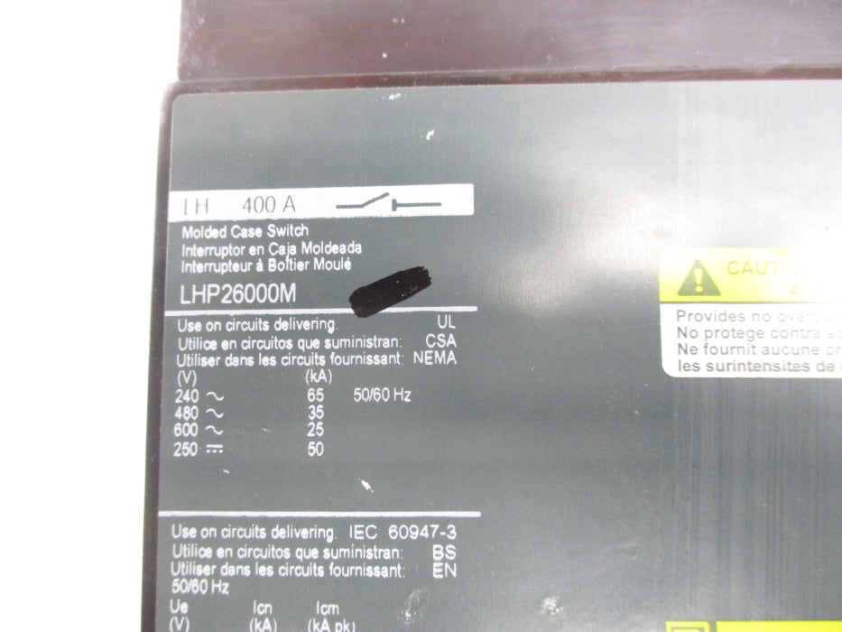SQUARE D LHP26000M 400A 600V UNMP