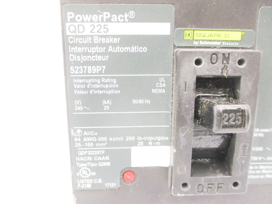 SQUARE D 523789P7 225A 240V UNMP
