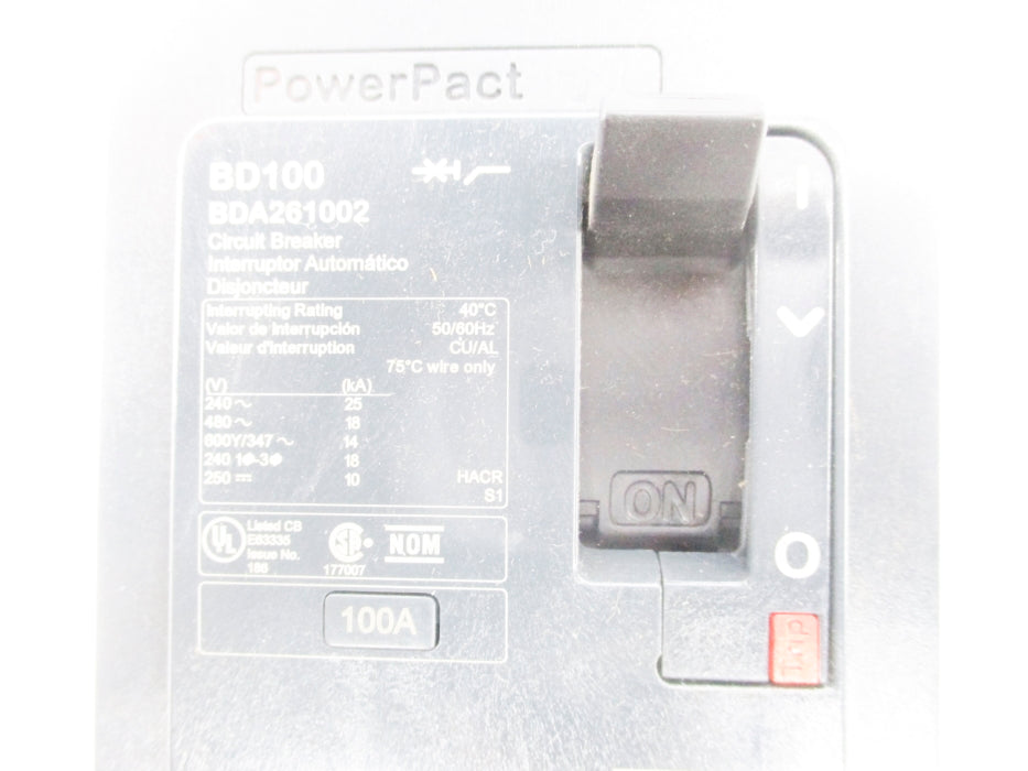 SQUARE D BDA261002 100A 480V NUPI