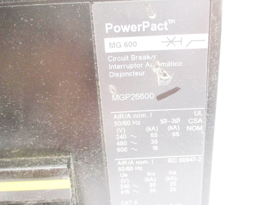 SQUARE D MGP26600 600A 600V UNMP