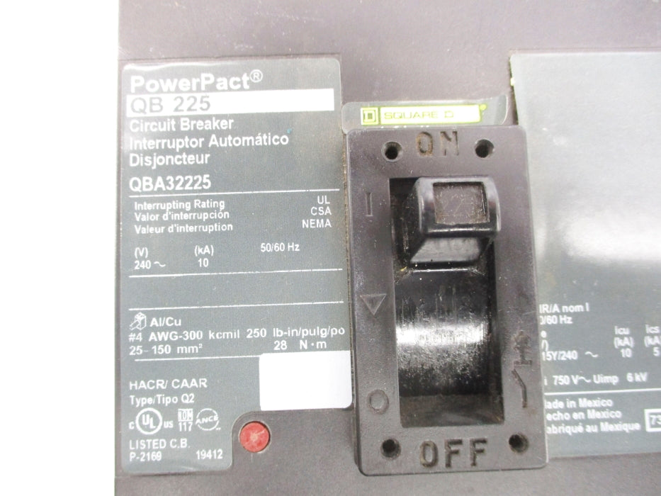 SQUARE D QBA32225 225A 240V NSNP