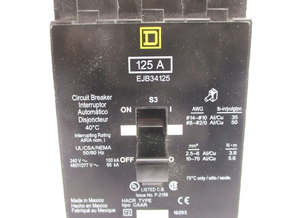 SQUARE D EJB34125 125A 240V NSNP