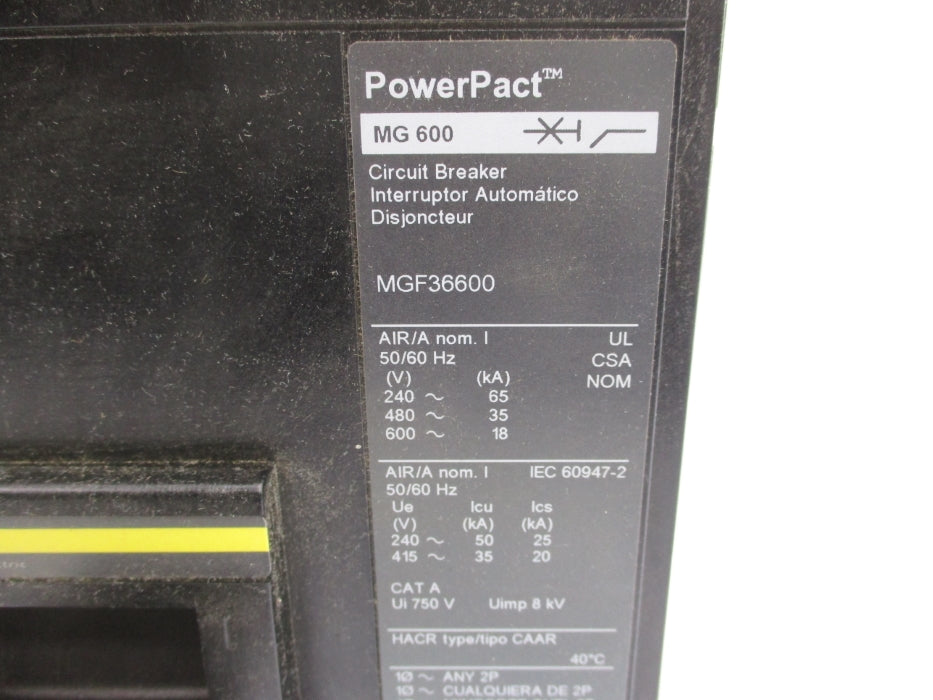 SQUARE D MGF36600 600A 600V UNMP