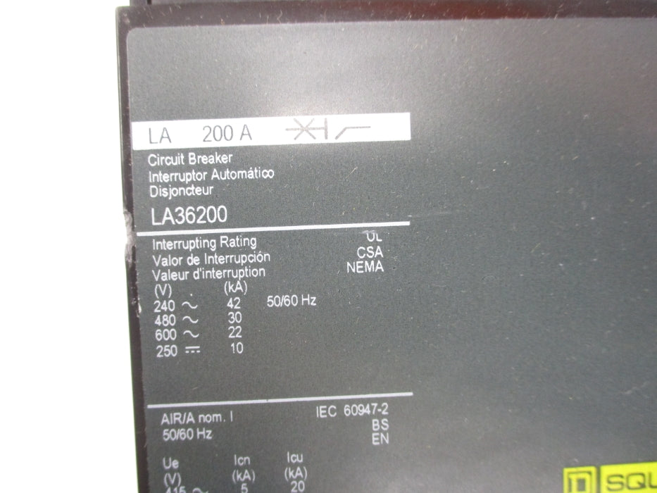 SQUARE D LA36200 600V 200A NSNP