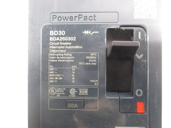 SQUARE D BDA260302 480V 30A NSNP