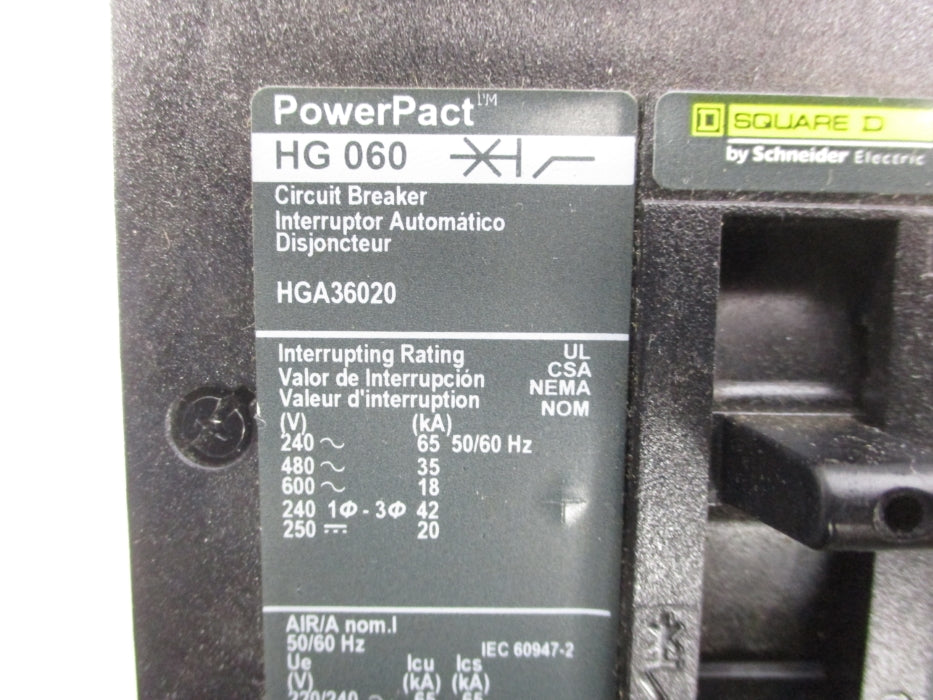SQUARE D HGA36020 20A 600V NSNP