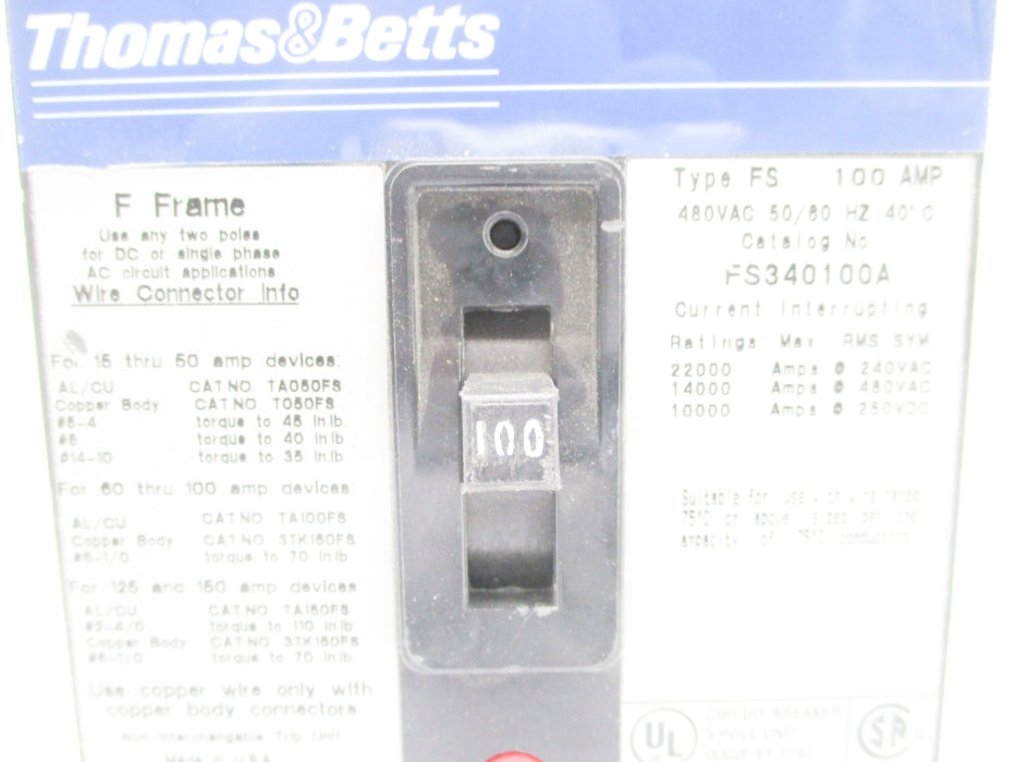 THOMAS&BETTS FS340100A 100A 480V UNMP
