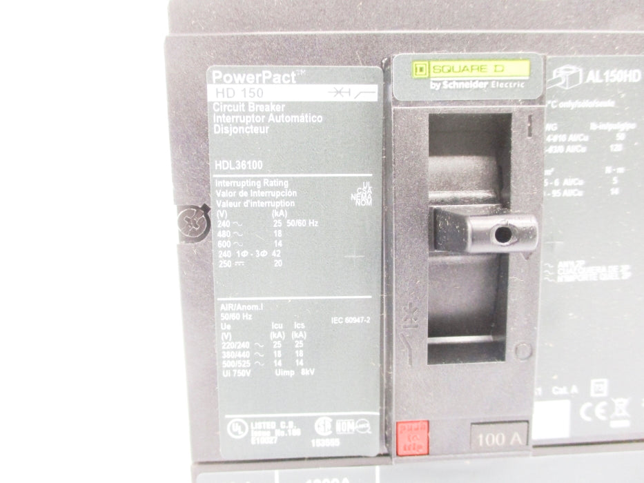 SQUARE D HDL36100 100A 600V NSMP