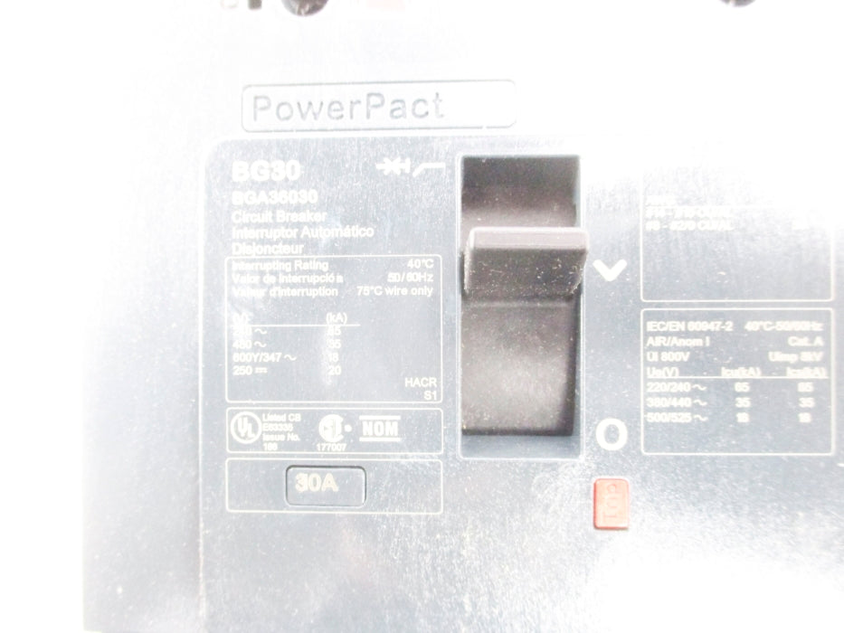 SQUARE D BGA36030 30A 480V NSMP