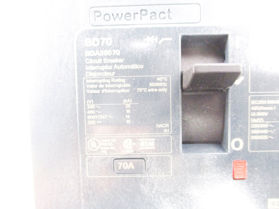 SQUARE D BDA36070 70A 480V NSMP