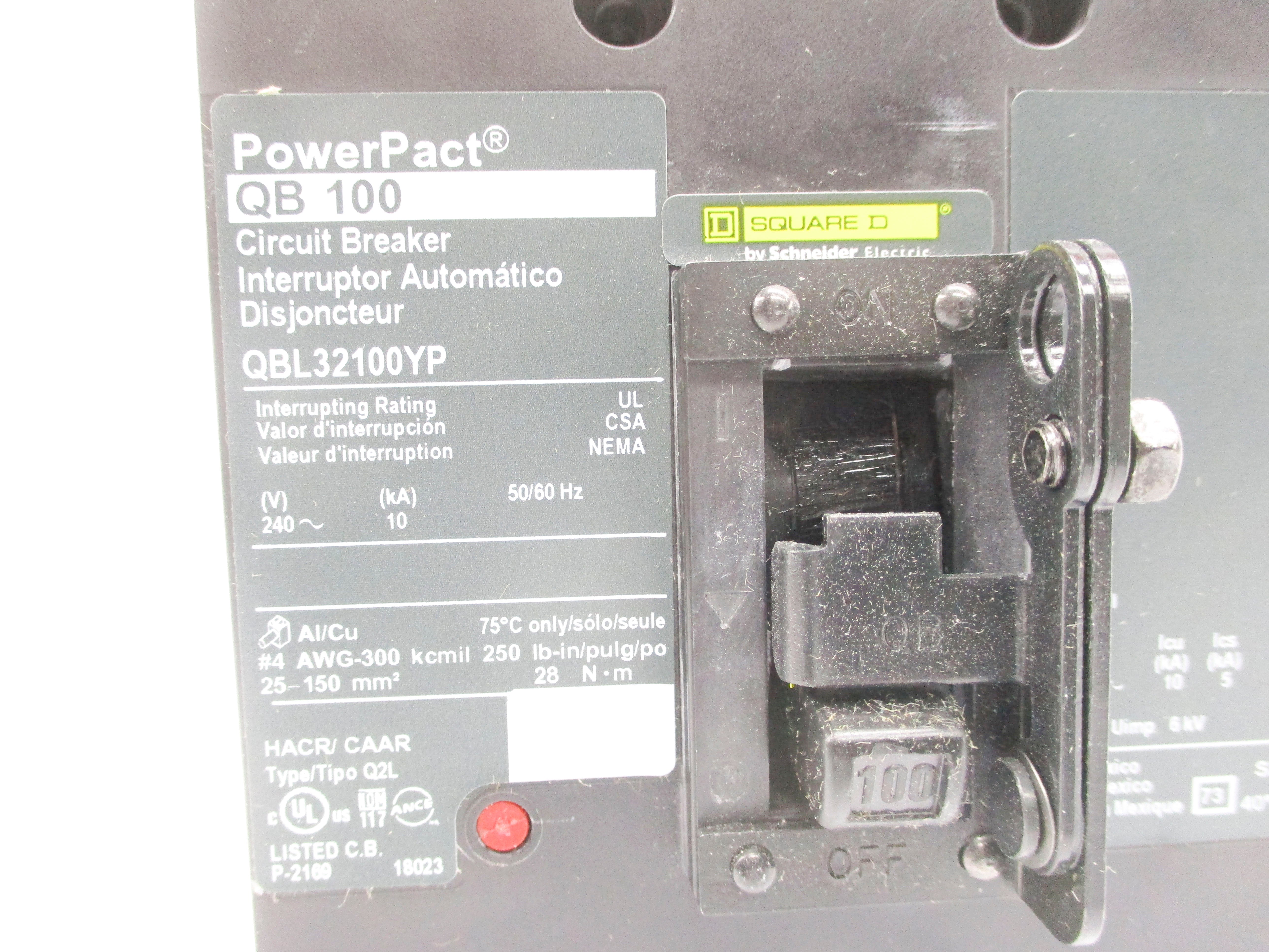 SQUARE D QBL32100Y 240V 100A NSMP