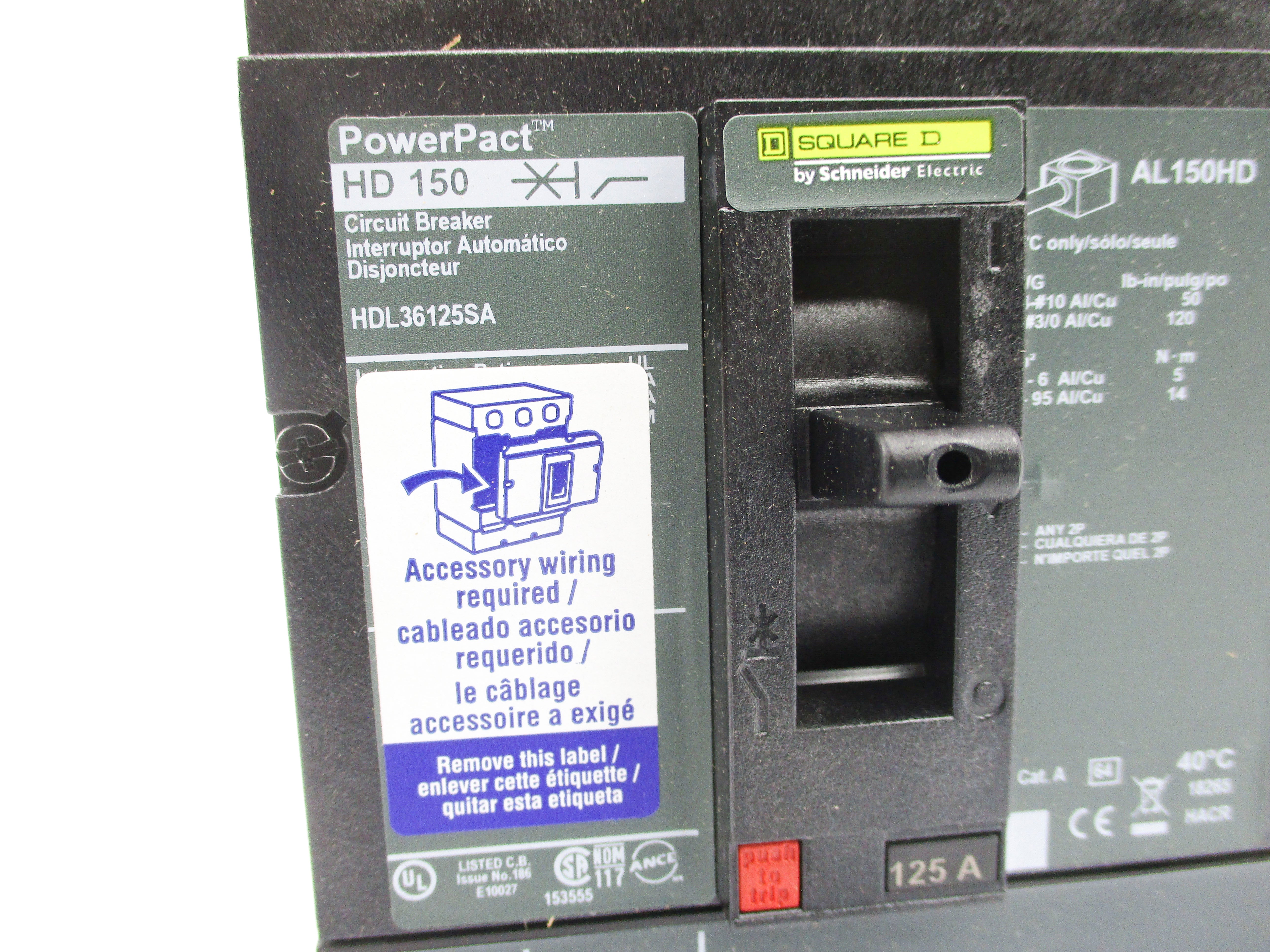 SQUARE D HDL36125SA 125A 600V NSMP