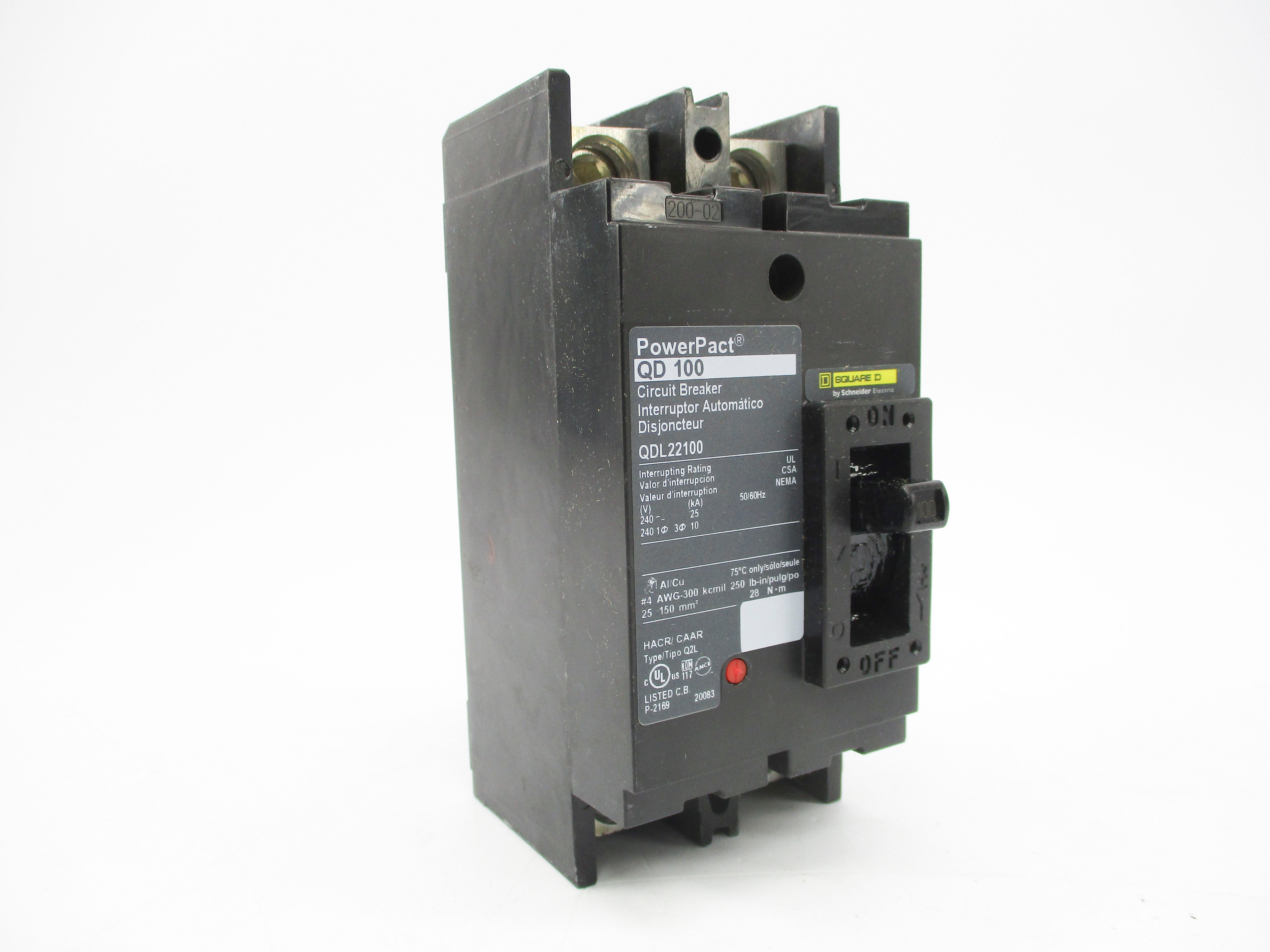 SQUARE D QDL22100 240V 100A NSMP