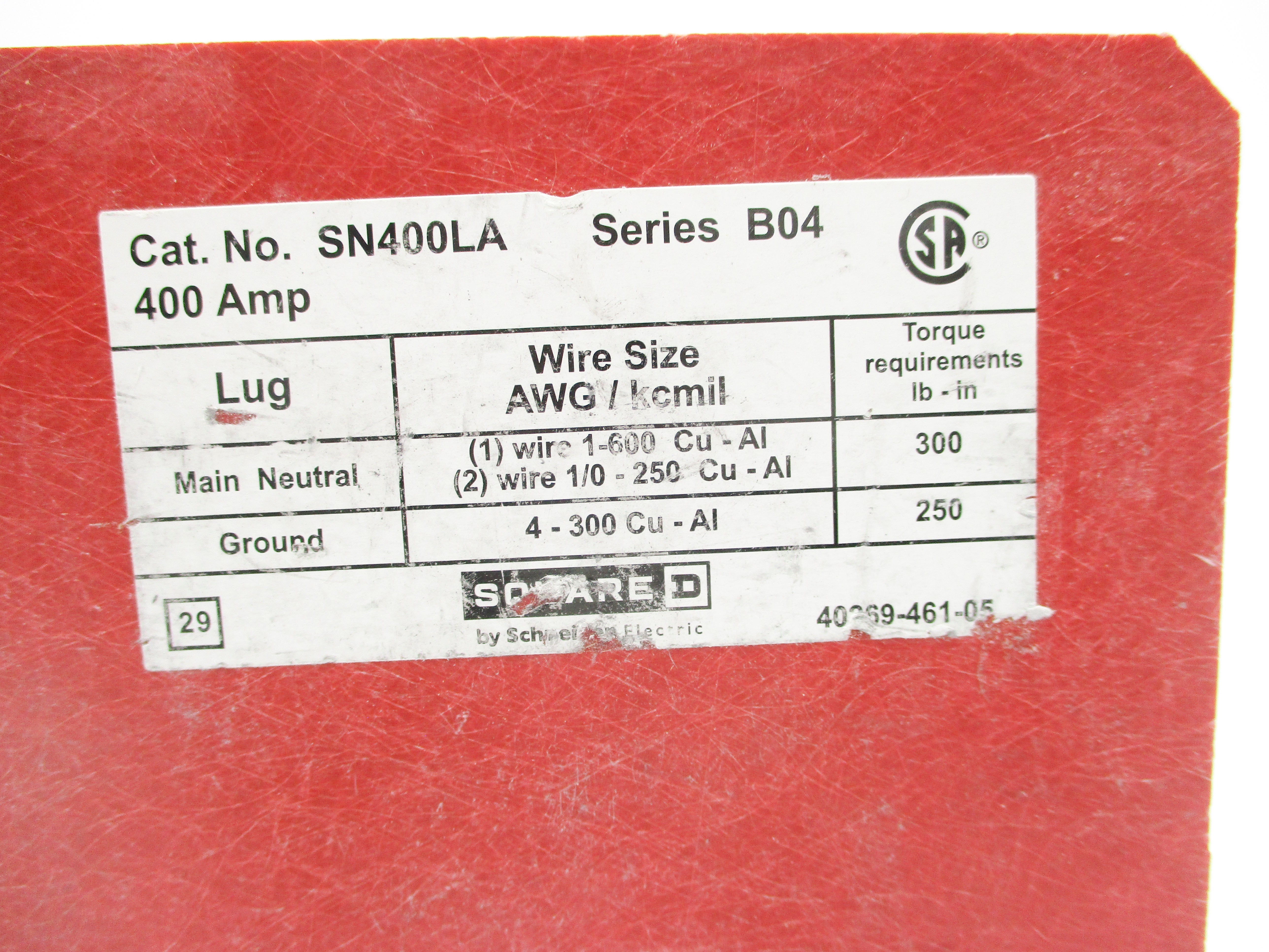 SQUARE D SN400LA SER. B04 NSMP