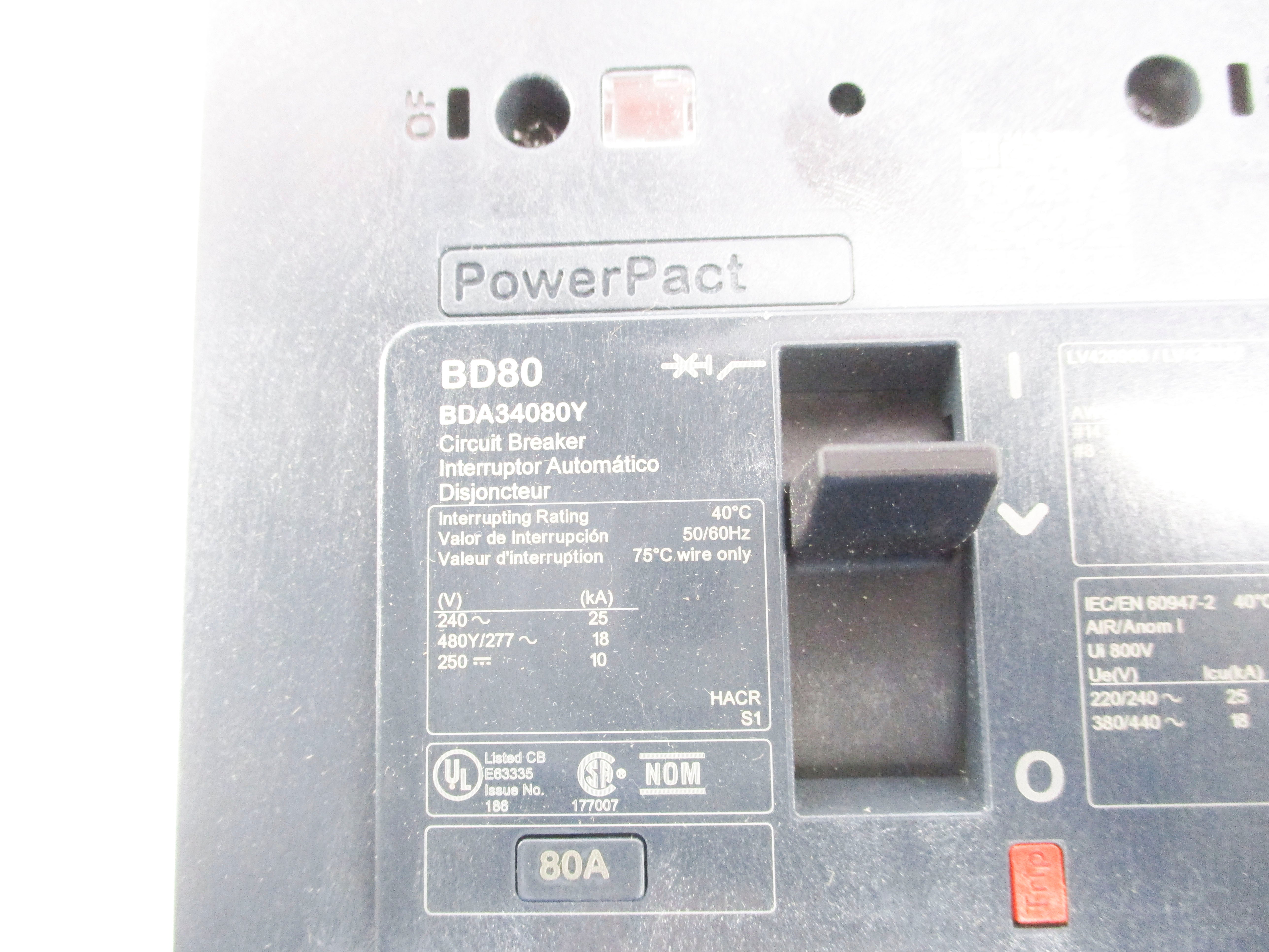 SQUARE D BDA34080Y 277V 80A NSMP
