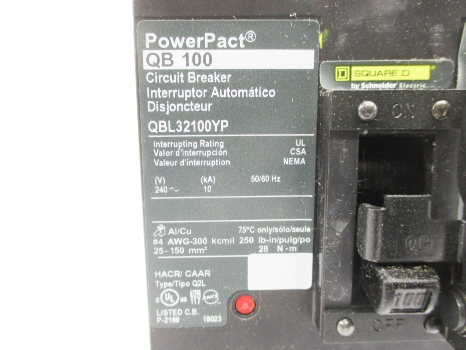 SQUARE D QBL32100YP 240V 100A NSMP