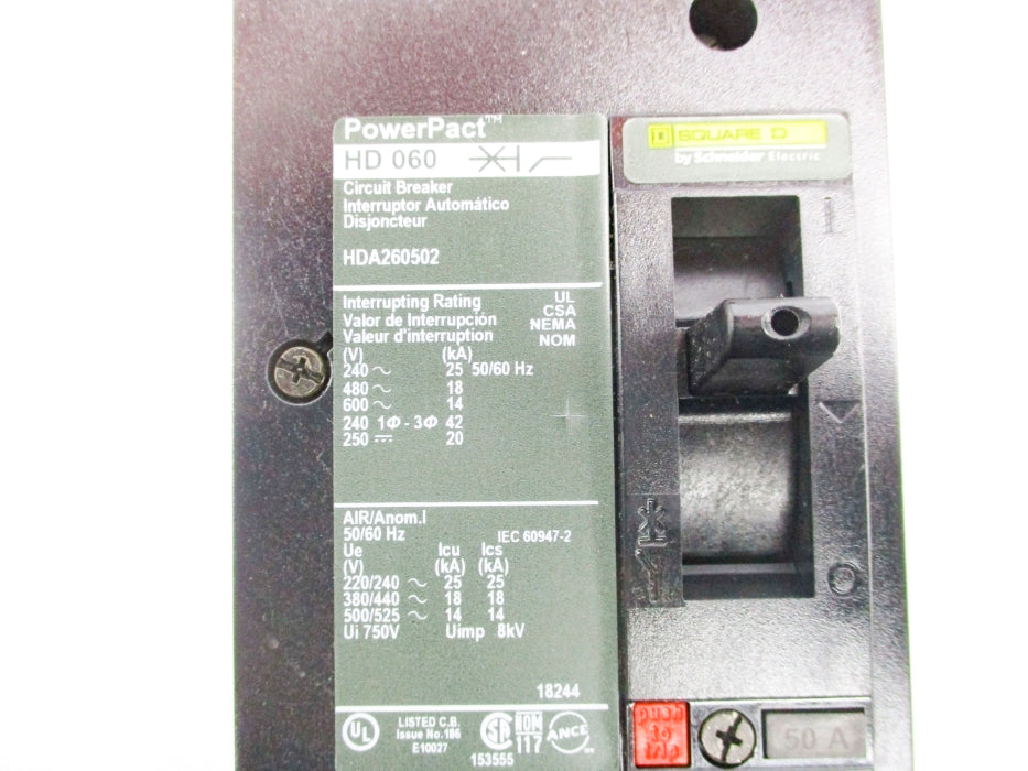 SQUARE D HDA260502 50A 600V NSMP