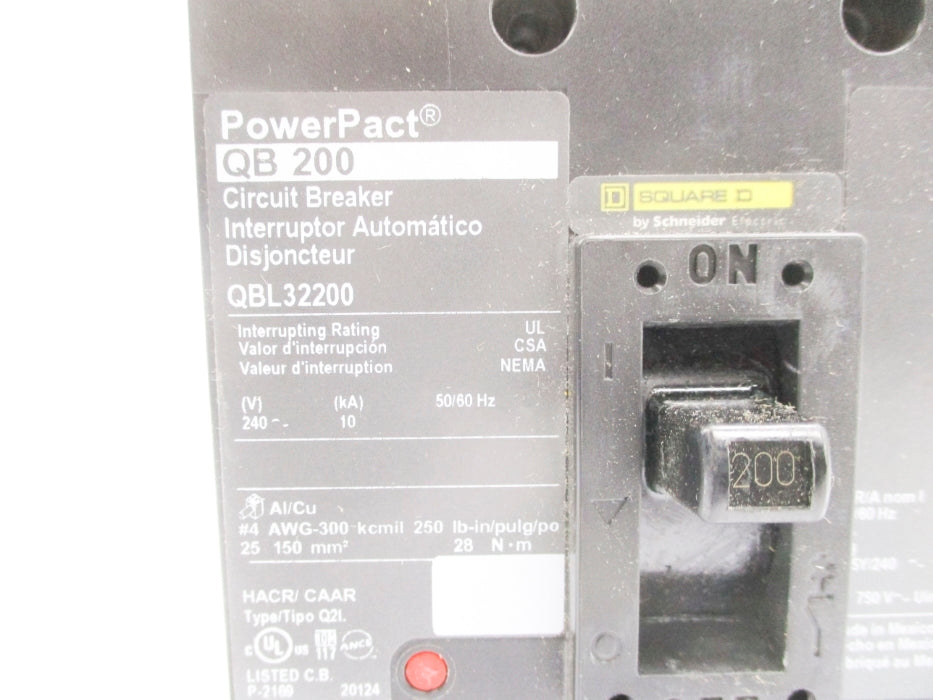 SQUARE D QBL32200 200A 240V (AS IS) NSNP