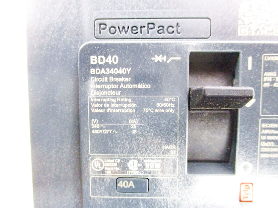SQUARE D BDA34040Y 40A 240V NSNP