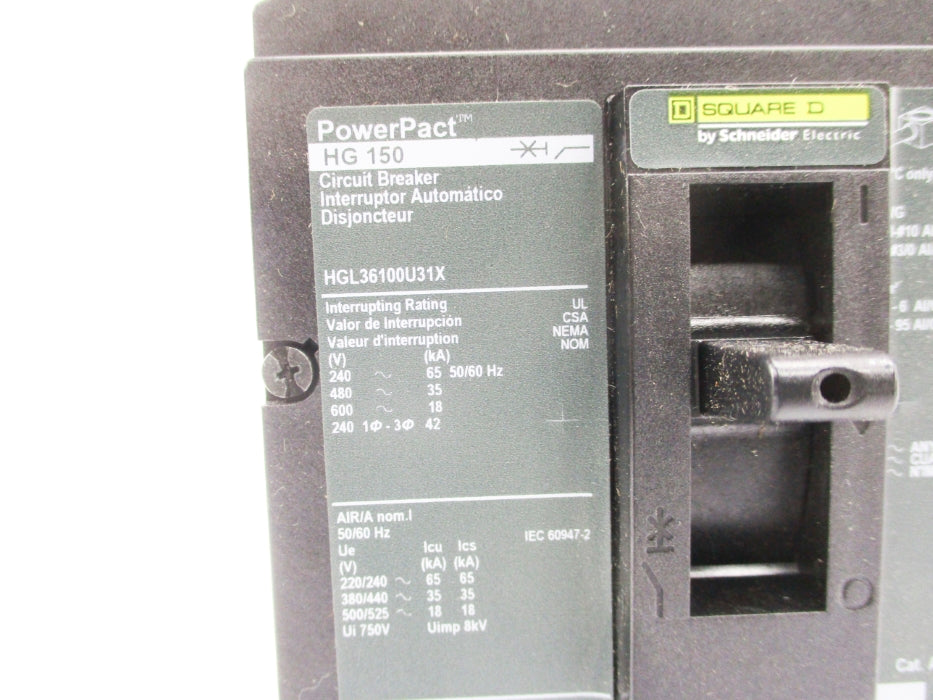 SQUARE D HGL36100U31X 100A 600V NSMP