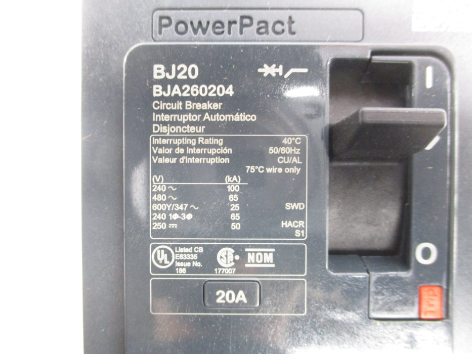 SQUARE D BJA260204 20A 480V NSMP