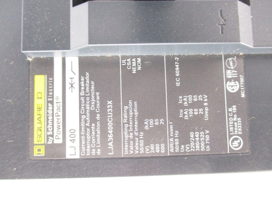 SQUARE D LJA36400CU33X 400A 600V NSMP