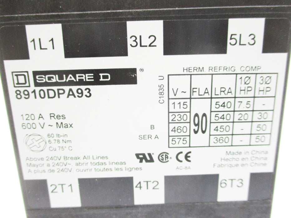 SQUARE D 8910DPA93 SER. A 480V 120A NSNP