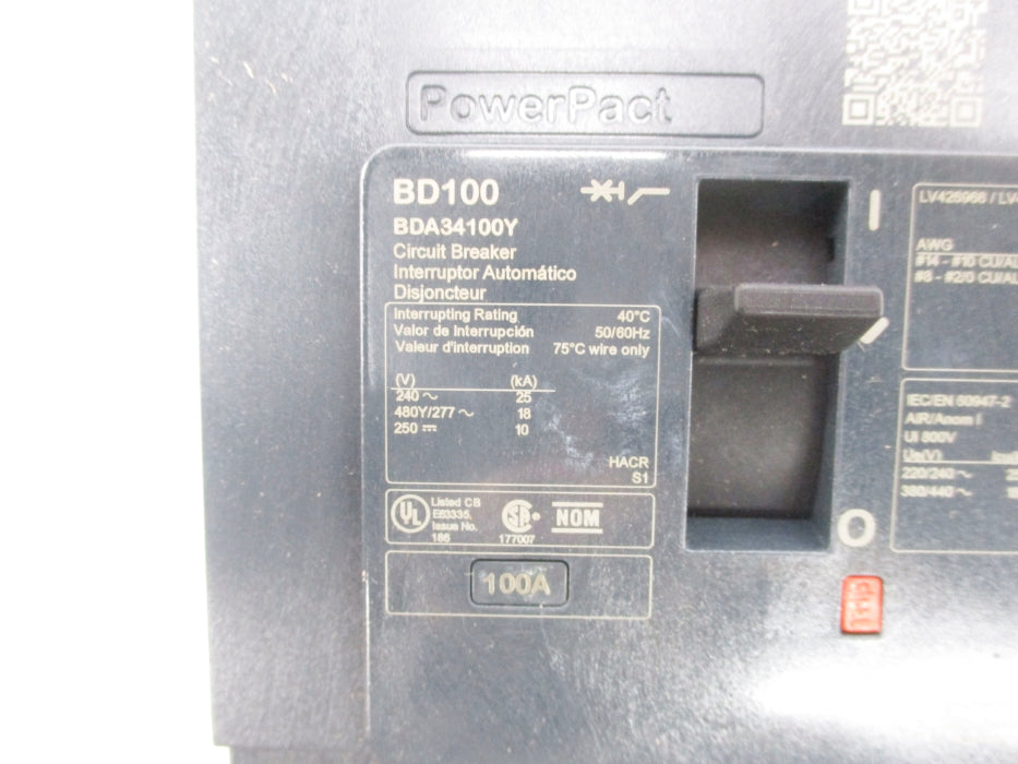 SQUARE D BDA34100Y 100A 240V NSNP