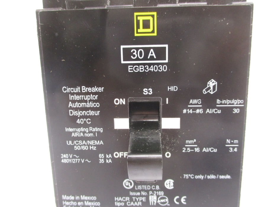SQUARE D EGB34030 30A 480V NSMP