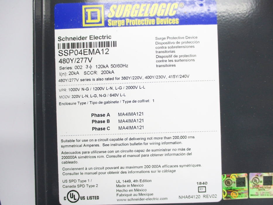 SQUARE D SSP04EMA12 SER. 002 NSNP