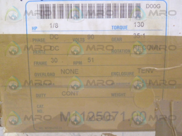 LEESON M1125071.00 DC GEAR MOTOR 1/8 HP 51 RPM * NEW IN BOX *