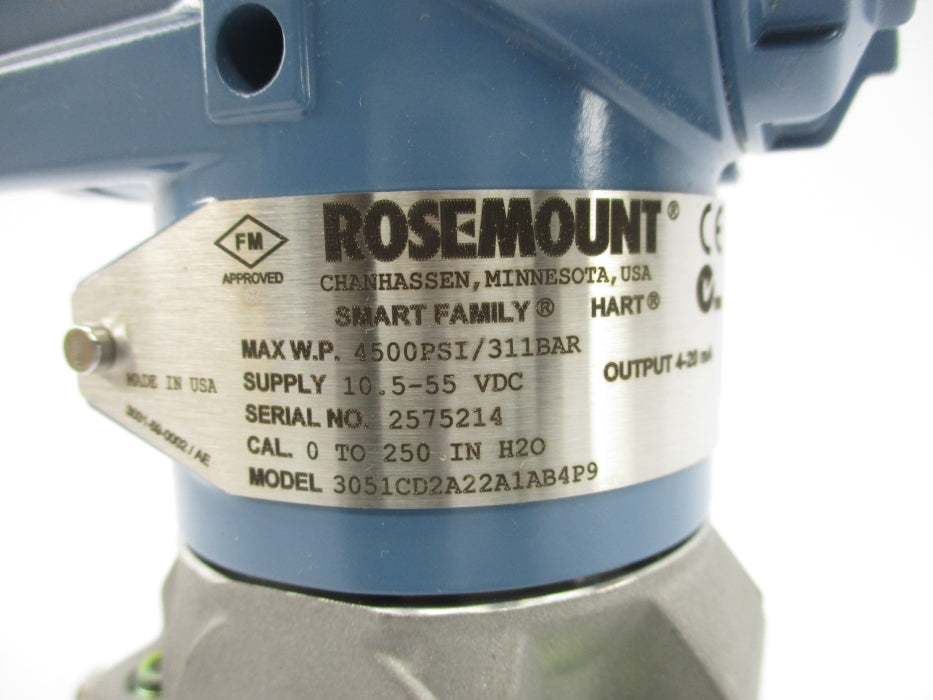 ROSEMOUNT 3051CD2A22A1AB4P9 4500PSI NSMP