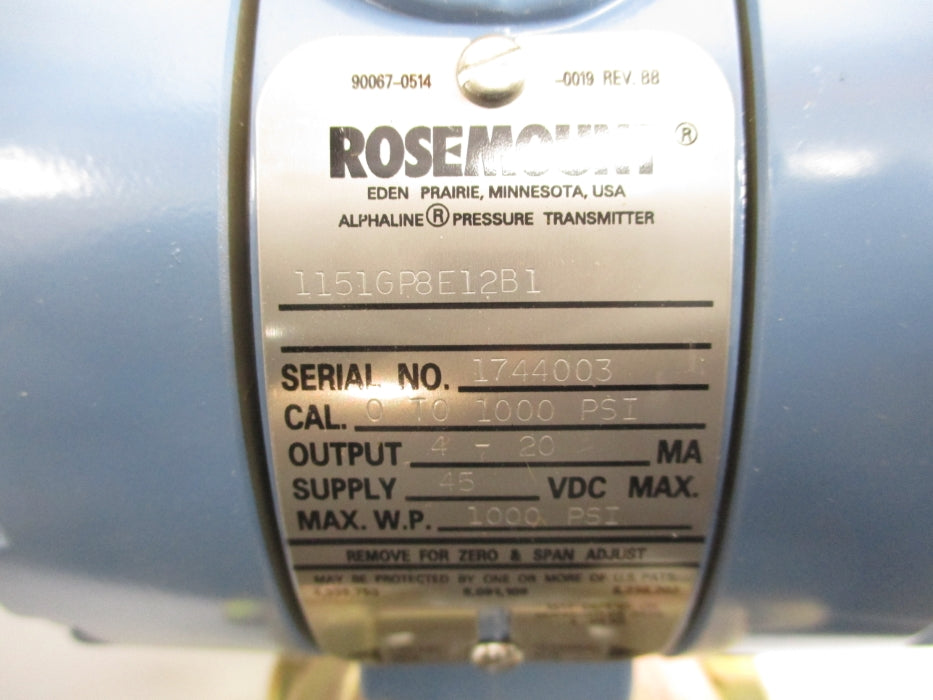 ROSEMOUNT 1151GP8E12B1 1000PSI NSMP