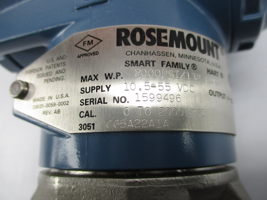 ROSEMOUNT 3051CD3A02A1AB1H 2000PSI NSNP
