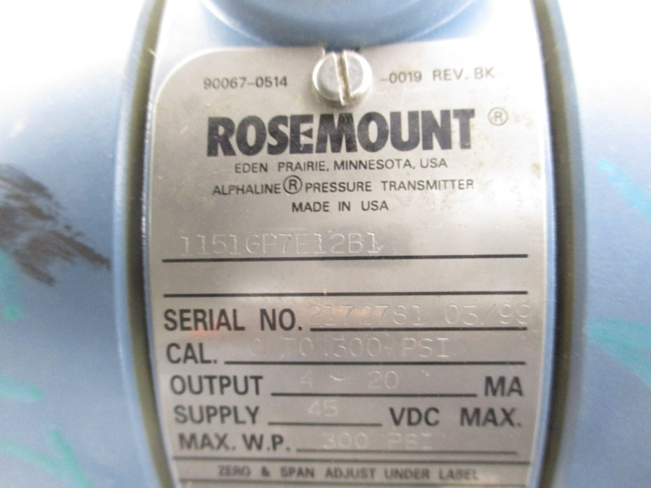 ROSEMOUNT 1151GP7E12B1 300PSI UNMP