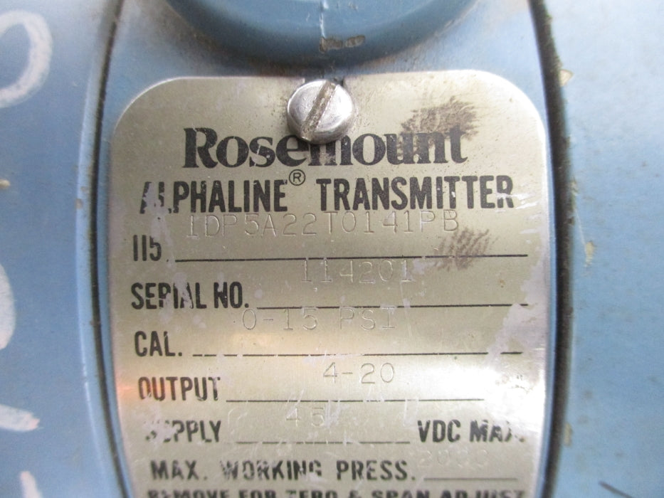 ROSEMOUNT 1151DP5A22T0141PB 15PSI UNMP