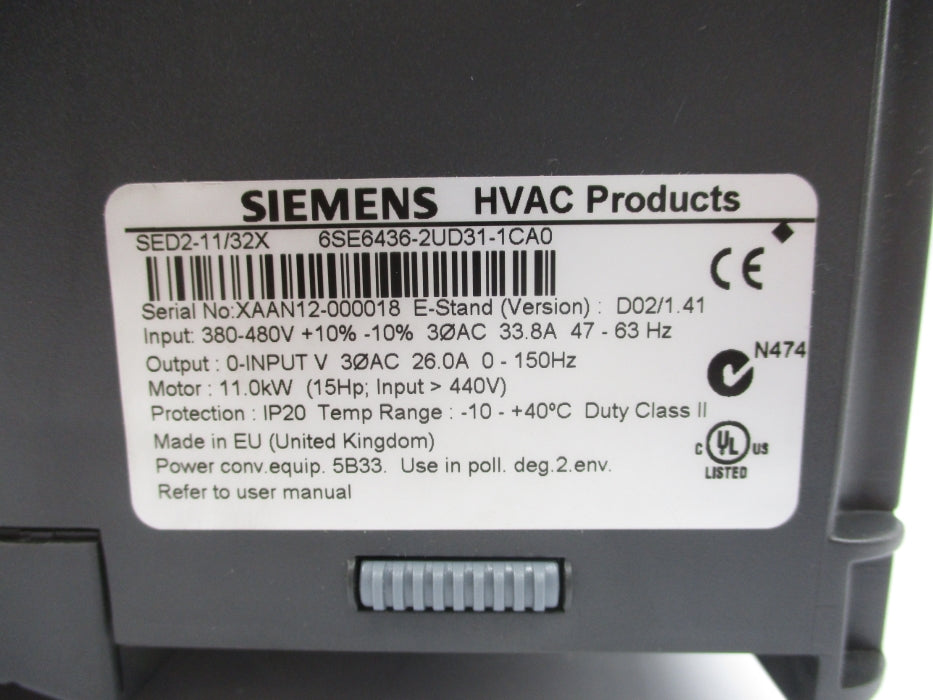SIEMENS 6SE6436-2UD31-1CA0 (AS PICTURED) NSNP