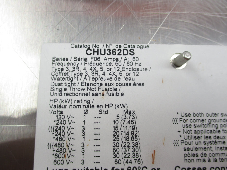 SQUARE D CHU362DS SER. F06 (AS PICTURED) NSNP