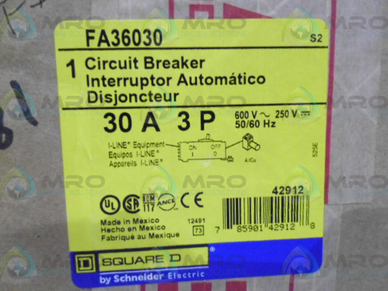 SQUARE D FA36030 CIRCUIT BREAKER 30A * FACTORY SEALED *