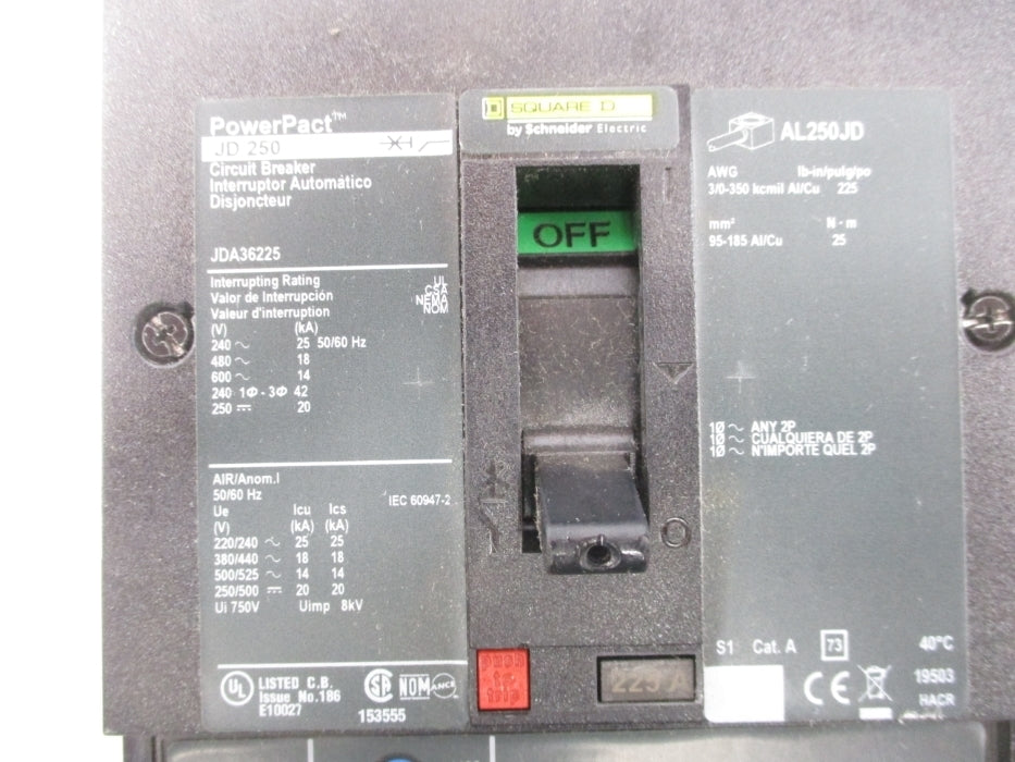 SQUARE D JDA36225 225A 600V NSNP