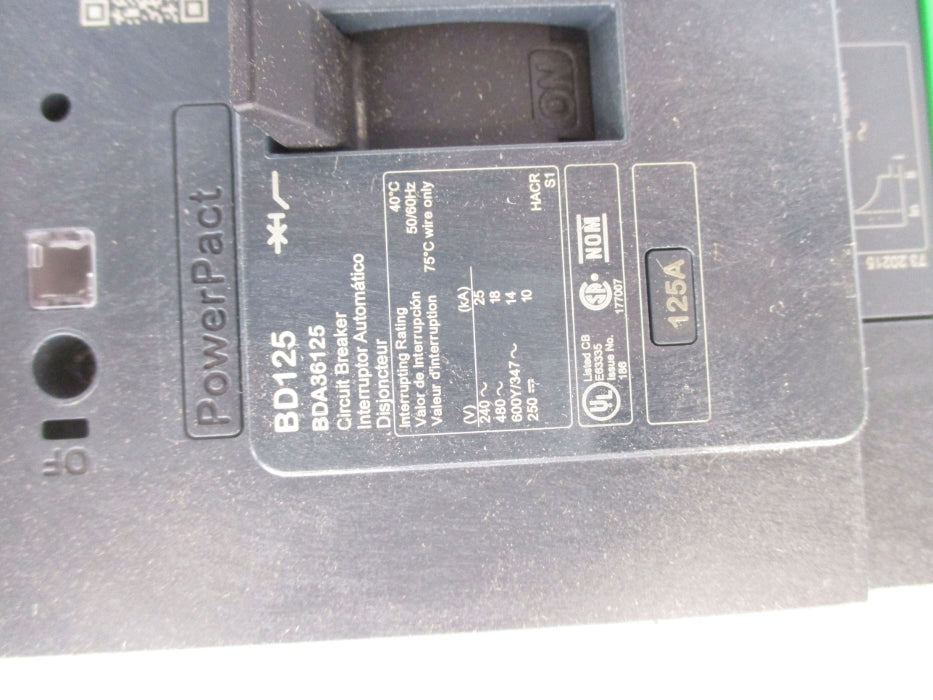 SQUARE D BDA36125 125A 480V NSMP