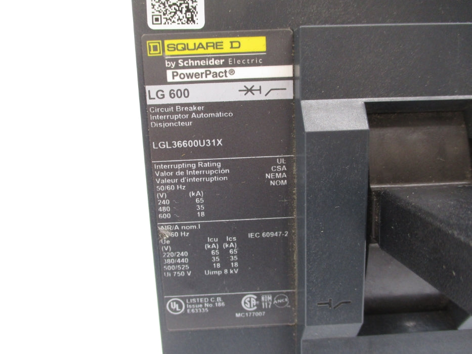 SQUARE D LGL36600U31X 600A 600V NSNP